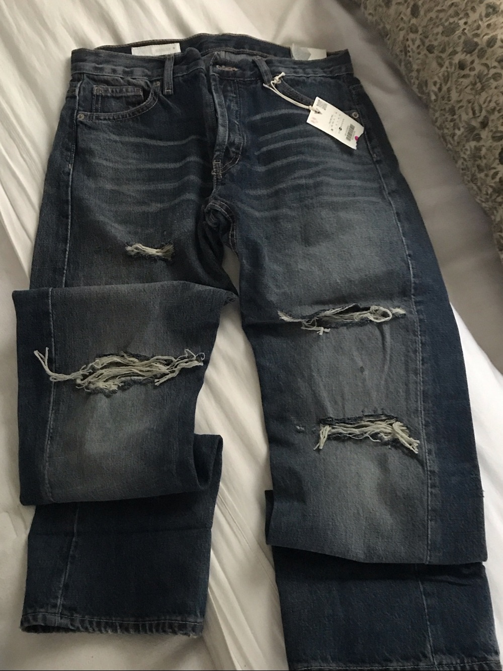Zara womens Distressed Dark Blue Denim Jeans